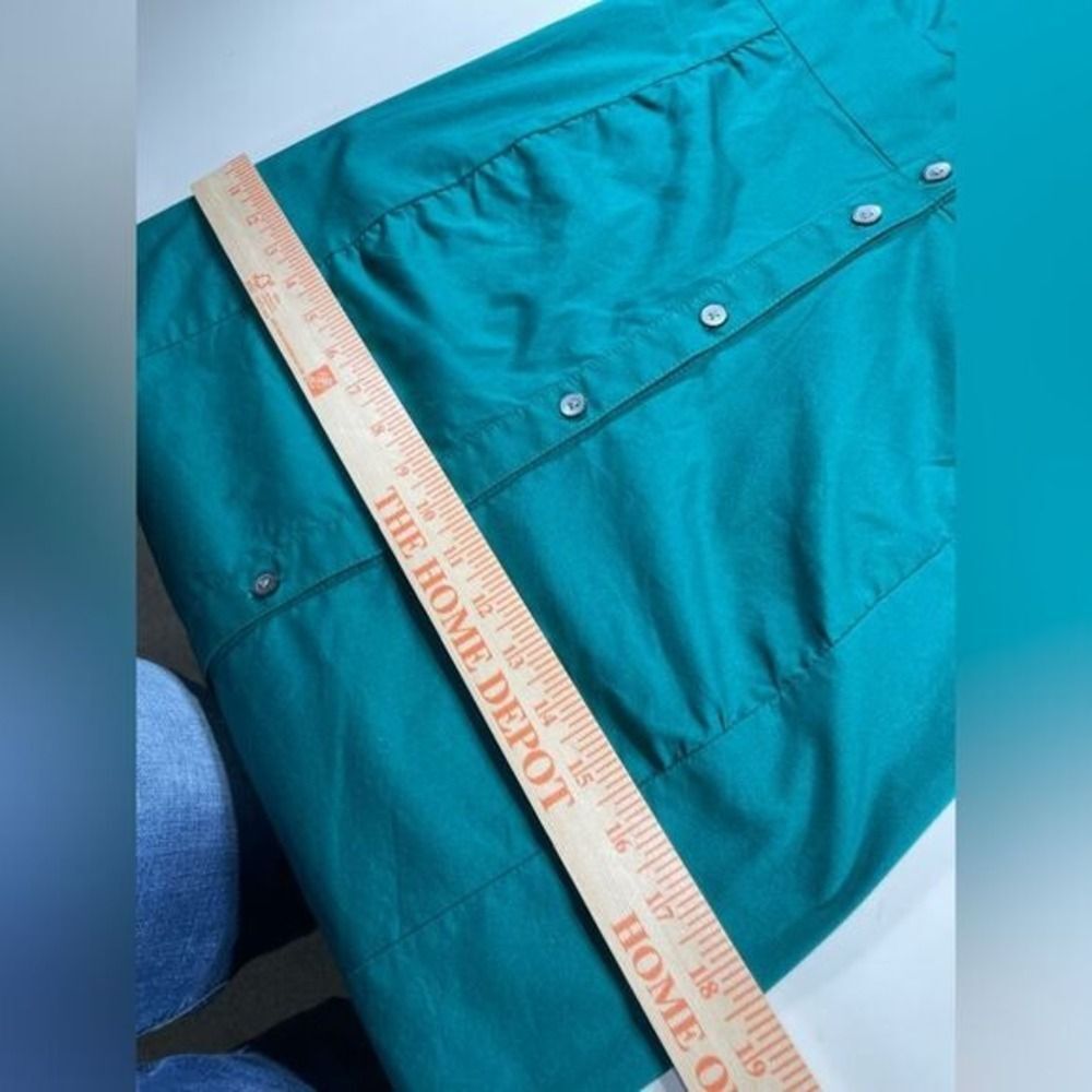 y2k Express Design Studio Shirt Dress W/4 Teal Green 3/4 Sleeve Knee Ln - Picture 10 of 14
